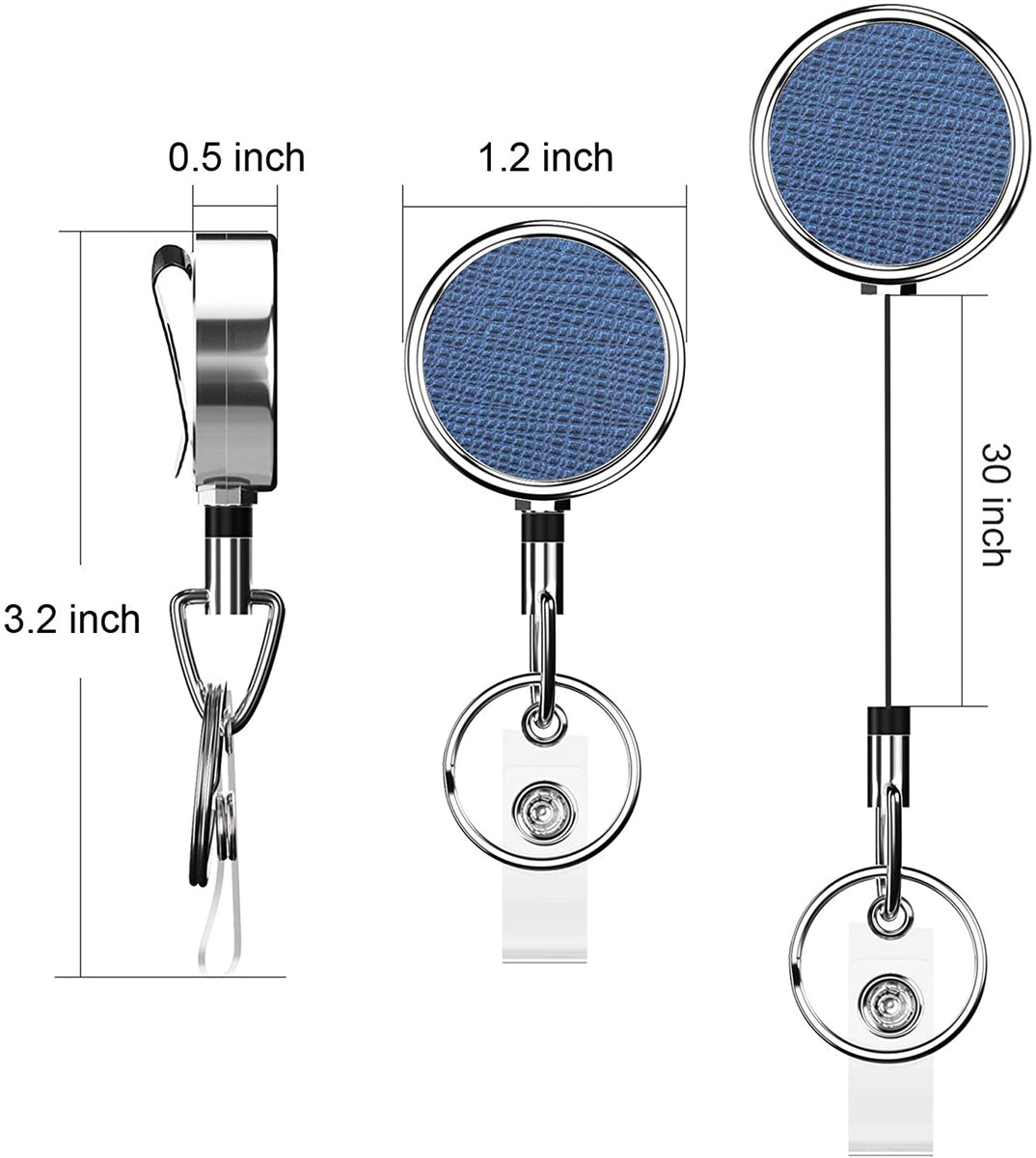 Soleebee 2 Pack Heavy Duty Retractable Badge Reels with 360° Swivel Belt  Clip - ID Badge Holder for Lanyard - Men Vertical Clear ID Card Holder with