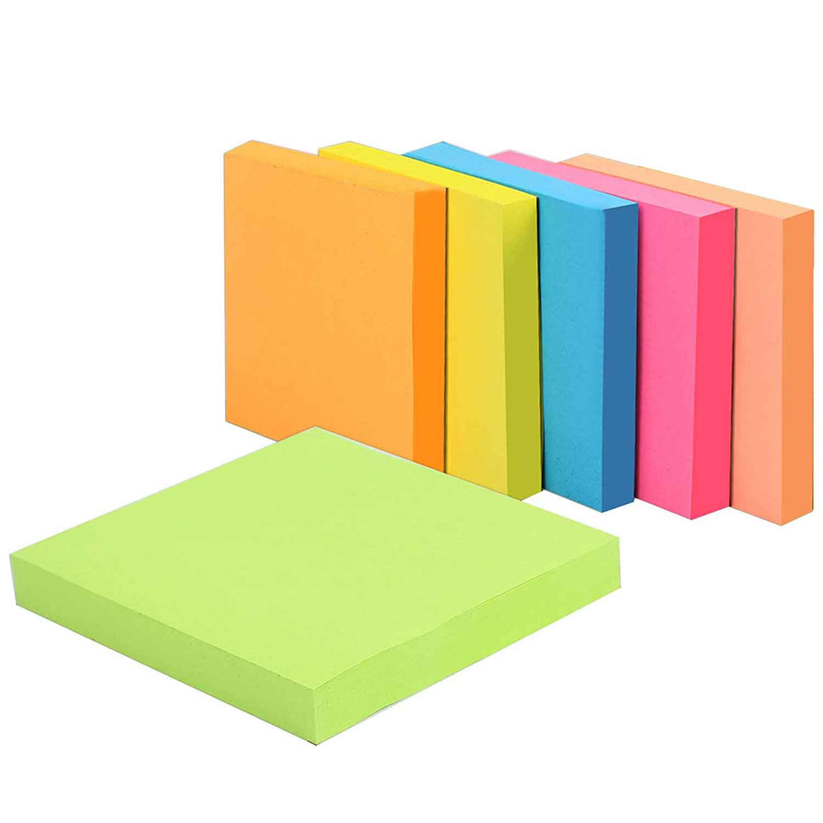 Sticky Notes 3x3 inch Bright Colors Self-Stick Pads 6 Pads/Pack 100 Sheets/Pad Total 600 Sheets