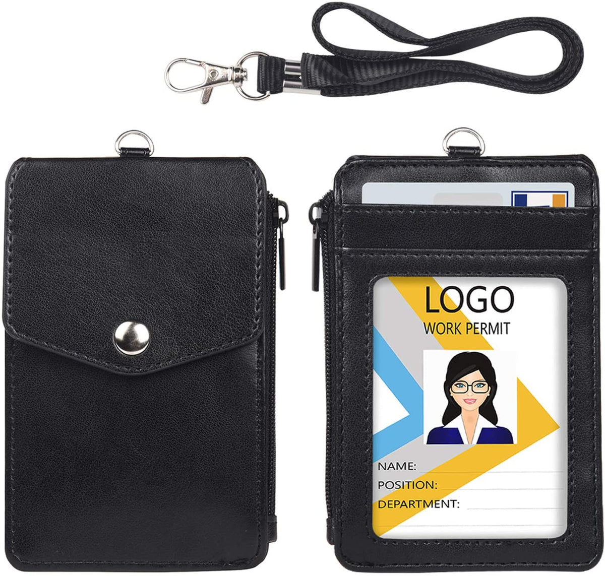 Teskyer ID Badge Holder with Retractable Lanyard, 4 Card Slots ID Card  Holder with Zipper Pocket, Ea…See more Teskyer ID Badge Holder with  Retractable