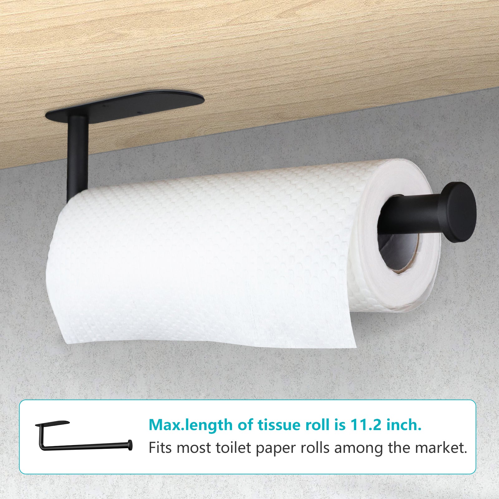 Self-adhesive Under Cabinet Paper Roll Rack Towel Holder Tissue