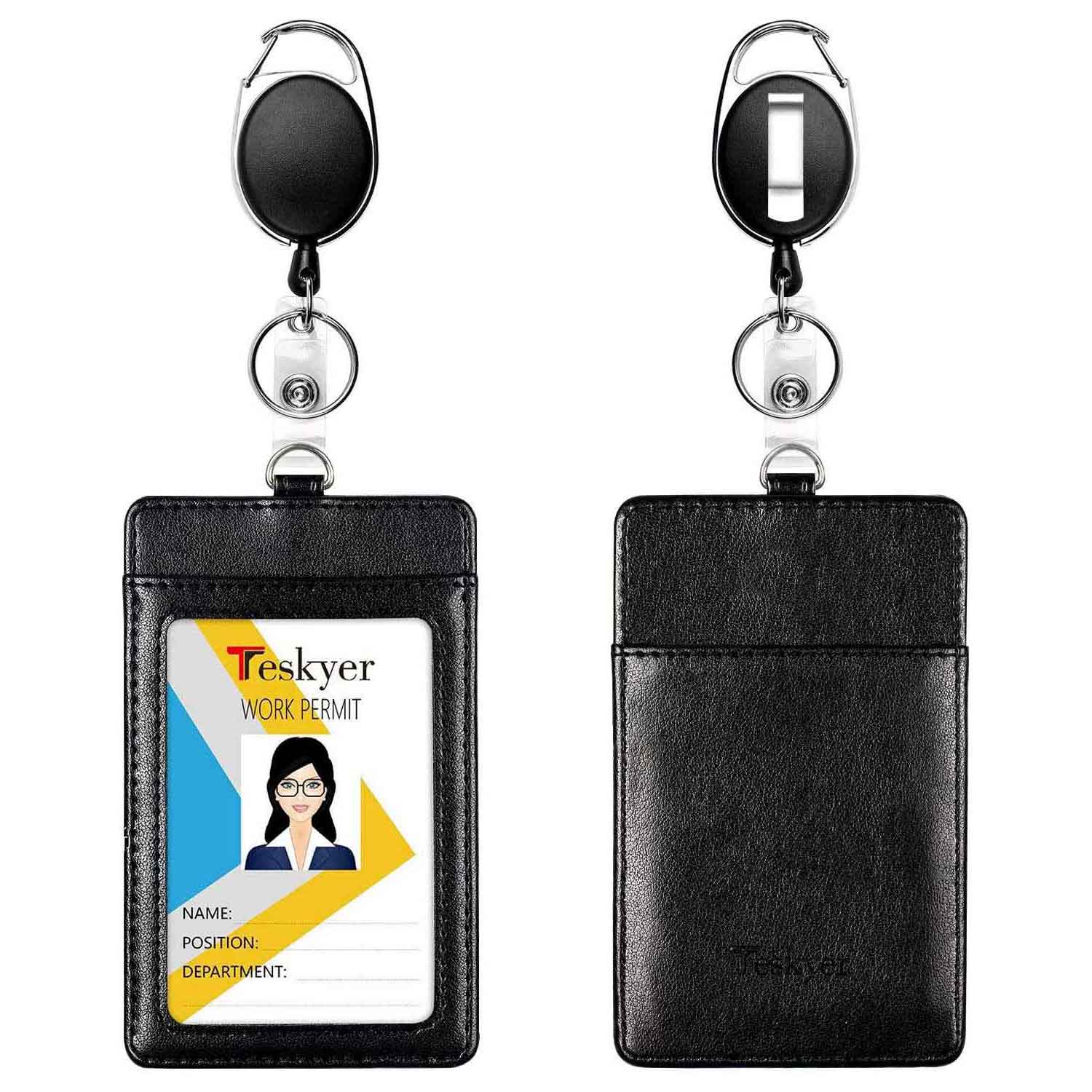 Buy 2 Pack ID Badge Holder With Clip Badge Reels Retractable Heavy Duty  Clear Id Card Vertical Lanyard Holder with Carabiner Badge Reel with 24  inches Pull Cord Online at desertcartCyprus