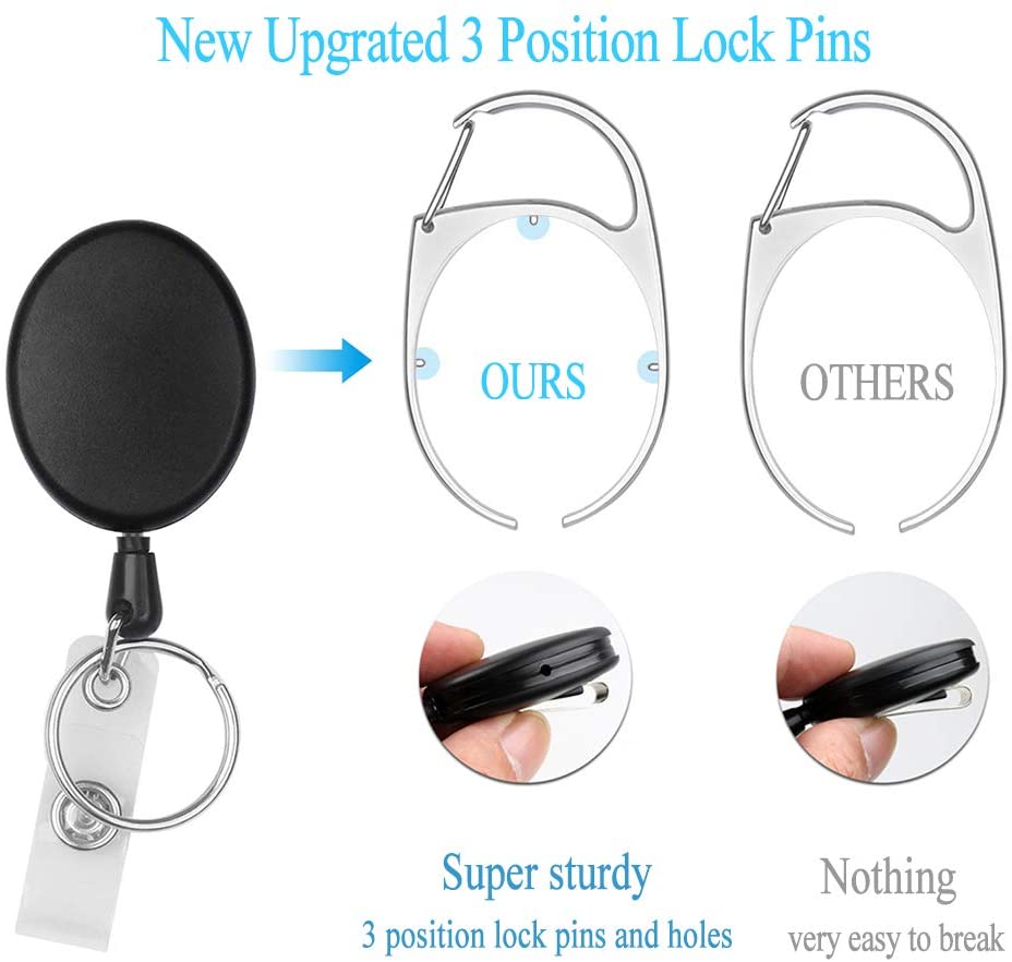 Retractable Heavy Duty Badge Reels With Id Badge Holder Tactical Id Card  Holder Vertical Id Holder With Carabiner Keychain Badge Reel - Temu