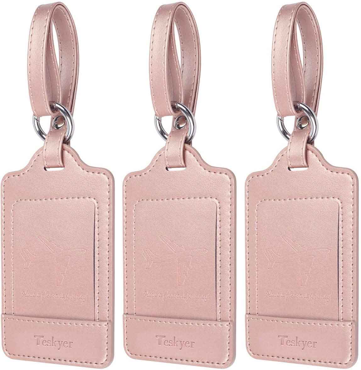 Skycase Luggage Tags, 2 Pack Premium PU Leather Luggage Tags Privacy Protection Travel Bag Labels Suitcase Tags,Brown, Size: Medium