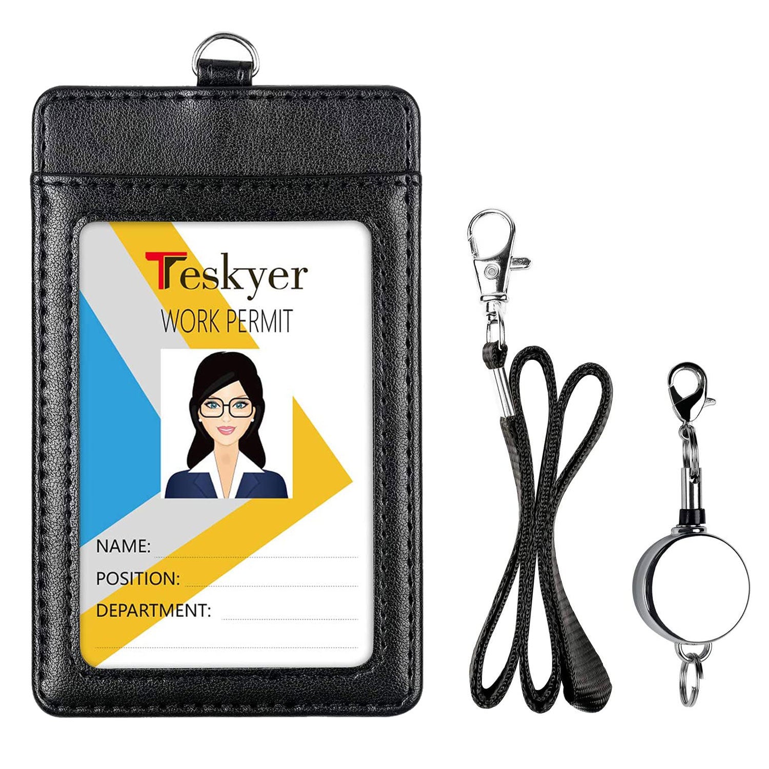  Teskyer Badge Holder with Side Zip Pocket, Multiple
