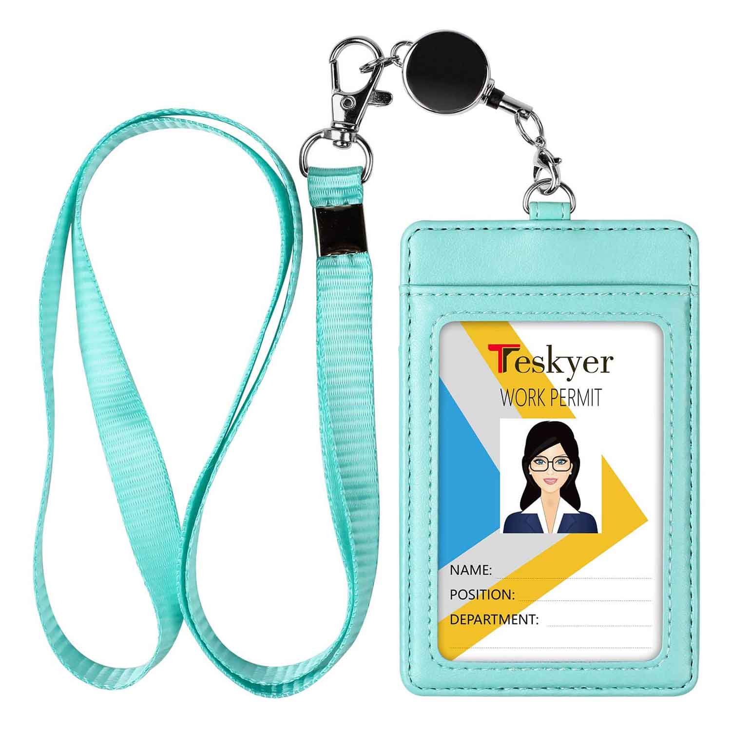 Wisdompro Badge Holder with Retractable Reel, Vertical PU Leather ID Card  Holder with Side Zipper Po…See more Wisdompro Badge Holder with Retractable